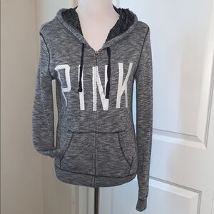 PINK VICTORIAS SECRET SIZE XS HOODED ZIPPERED JACKET